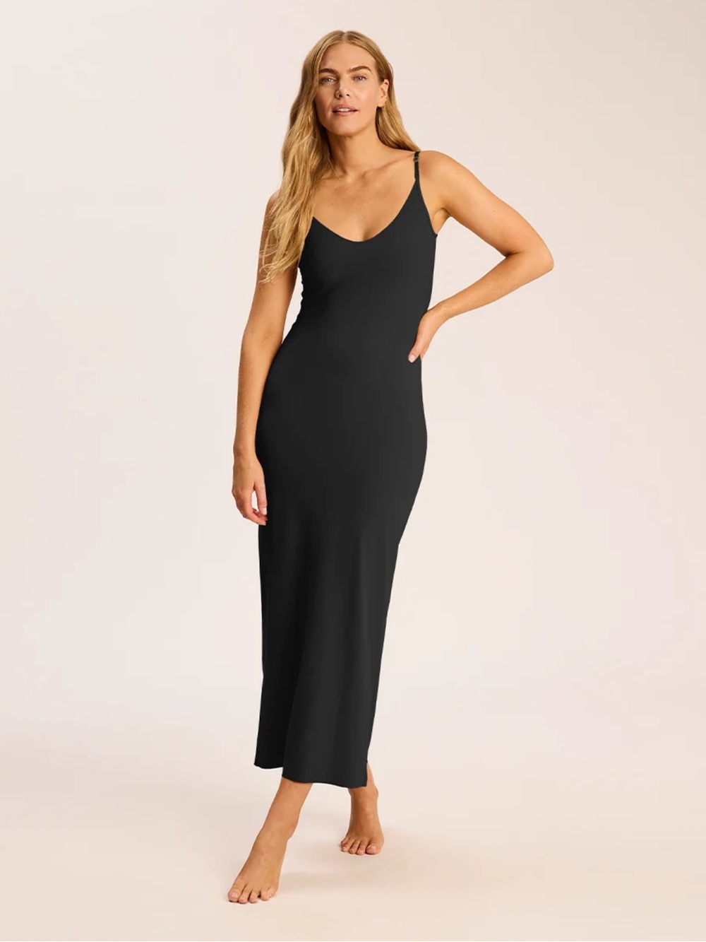 Commando Black Maxi Slip Dress Luxury Microfiber Weighted Hem NWT S/M